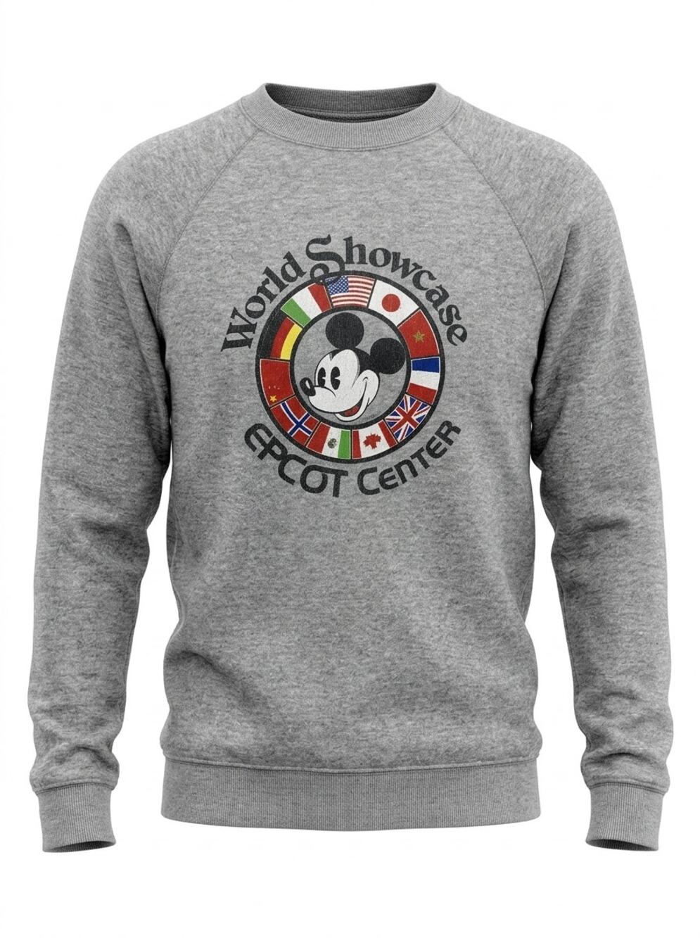 Disney Graphic EPCOT Center Showcase Mickey Mouse Grey Men See Measurements